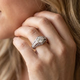 White gold Hexagon Bezel Round Diamond Milgrain Split Shank Ring_27