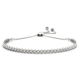 White gold Hexagon Diamond Box Chain Slider Bracelet with Bezel Setting