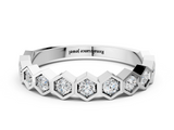 White gold Hexagon Pave Diamond Eternity Band with Bezel Setting_35