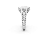 White gold Hexagonal Bezel Marquise Diamond Engraved Band Prong Ring_40