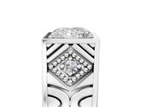 White gold Hexagonal Bezel Princess Diamond Engraved Band Prong Ring_23