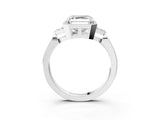 White gold Hexagonal Halo Asscher Cut Diamond Solitaire with Pavé Band and Four-Prong Setting_6