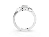 White gold Hexagonal Halo Cushion Cut Diamond Solitaire with Pavé Band and Four-Prong Setting_6