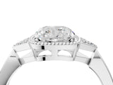 White gold Hexagonal Halo Cushion Cut Diamond Solitaire with Pavé Band and Four-Prong Setting_7