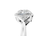 White gold Hexagonal Halo Cushion Cut Diamond Solitaire with Pavé Band and Four-Prong Setting_8