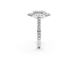 White gold Hexagonal Halo Emerald Cut Diamond Pavé Band with Four-Prong Setting_5