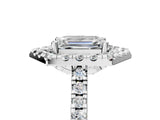 White gold Hexagonal Halo Emerald Cut Diamond Pavé Band with Four-Prong Setting_8