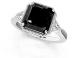 White gold Hexagonal Halo Fancy Black Asscher Cut Diamond Solitaire with Pavé Band and Four-Prong Setting_16