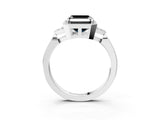White gold Hexagonal Halo Fancy Black Asscher Cut Diamond Solitaire with Pavé Band and Four-Prong Setting_18