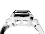 White gold Hexagonal Halo Fancy Black Asscher Cut Diamond Solitaire with Pavé Band and Four-Prong Setting_19