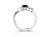 White gold Hexagonal Halo Fancy Black Cushion Cut Diamond Solitaire with Pavé Band and Four-Prong Setting_24