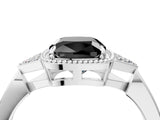 White gold Hexagonal Halo Fancy Black Cushion Cut Diamond Solitaire with Pavé Band and Four-Prong Setting_25