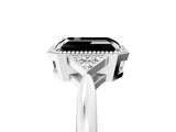 White gold Hexagonal Halo Fancy Black Emerald Cut Diamond Solitaire with Pavé Band and Four-Prong Setting_20