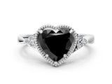 White gold Hexagonal Halo Fancy Black Heart Cut Diamond Solitaire with Pavé Band and Four-Prong Setting_15