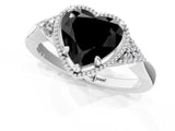 White gold Hexagonal Halo Fancy Black Heart Cut Diamond Solitaire with Pavé Band and Four-Prong Setting_16