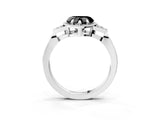 White gold Hexagonal Halo Fancy Black Heart Cut Diamond Solitaire with Pavé Band and Four-Prong Setting_18