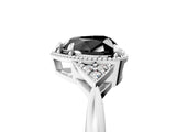 White gold Hexagonal Halo Fancy Black Heart Cut Diamond Solitaire with Pavé Band and Four-Prong Setting_20