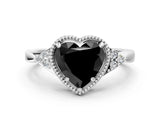 White gold Hexagonal Halo Fancy Black Heart Cut Diamond Solitaire with Pavé Band and Four-Prong Setting_3
