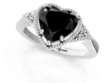 White gold Hexagonal Halo Fancy Black Heart Cut Diamond Solitaire with Pavé Band and Four-Prong Setting_4
