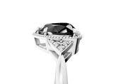 White gold Hexagonal Halo Fancy Black Heart Cut Diamond Solitaire with Pavé Band and Four-Prong Setting_8