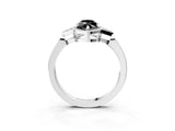White gold Hexagonal Halo Fancy Black Marquise Cut Diamond Solitaire with Pavé Band and Four-Prong Setting_18