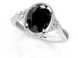 White gold Hexagonal Halo Fancy Black Oval Cut Diamond Solitaire with Pavé Band and Four-Prong Setting_16