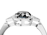 White gold Hexagonal Halo Fancy Black Oval Cut Diamond Solitaire with Pavé Band and Four-Prong Setting_19