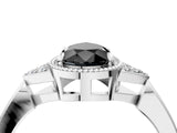 White gold Hexagonal Halo Fancy Black Pear Cut Diamond Solitaire with Pavé Band and Four-Prong Setting_19