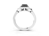 White gold Hexagonal Halo Fancy Black Princess Cut Diamond Solitaire with Pavé Band and Four-Prong Setting_18