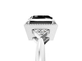 White gold Hexagonal Halo Fancy Black Princess Cut Diamond Solitaire with Pavé Band and Four-Prong Setting_20