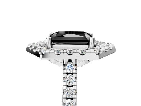 White gold Hexagonal Halo Fancy Black Radiant Cut Diamond Pavé Band with Four-Prong Setting_5
