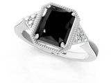 White gold Hexagonal Halo Fancy Black Radiant Cut Diamond Solitaire with Pavé Band and Four-Prong Setting_16