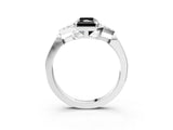 White gold Hexagonal Halo Fancy Black Radiant Cut Diamond Solitaire with Pavé Band and Four-Prong Setting_18