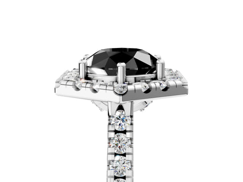 White gold Hexagonal Halo Fancy Black Round Cut Diamond Pavé Band with Four-Prong Setting_5