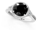White gold Hexagonal Halo Fancy Black Round Cut Diamond Solitaire with Pavé Band and Four-Prong Setting_27