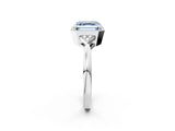 White gold Hexagonal Halo Fancy Blue Asscher Cut Diamond Solitaire with Pavé Band and Four-Prong Setting_17