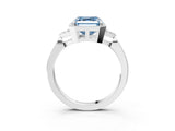 White gold Hexagonal Halo Fancy Blue Asscher Cut Diamond Solitaire with Pavé Band and Four-Prong Setting_18