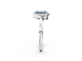 White gold Hexagonal Halo Fancy Blue Emerald Cut Diamond Solitaire with Pavé Band and Four-Prong Setting_17