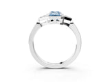 White gold Hexagonal Halo Fancy Blue Emerald Cut Diamond Solitaire with Pavé Band and Four-Prong Setting_18