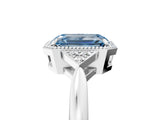 White gold Hexagonal Halo Fancy Blue Emerald Cut Diamond Solitaire with Pavé Band and Four-Prong Setting_20