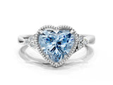 White gold Hexagonal Halo Fancy Blue Heart Cut Diamond Solitaire with Pavé Band and Four-Prong Setting_15