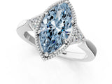 White gold Hexagonal Halo Fancy Blue Marquise Cut Diamond Solitaire with Pavé Band and Four-Prong Setting_16