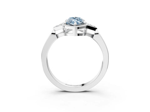 White gold Hexagonal Halo Fancy Blue Marquise Cut Diamond Solitaire with Pavé Band and Four-Prong Setting_18