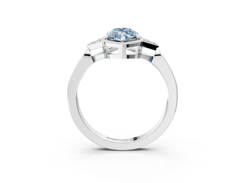White gold Hexagonal Halo Fancy Blue Marquise Cut Diamond Solitaire with Pavé Band and Four-Prong Setting_24