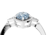 White gold Hexagonal Halo Fancy Blue Marquise Cut Diamond Solitaire with Pavé Band and Four-Prong Setting_25