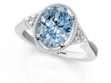 White gold Hexagonal Halo Fancy Blue Oval Cut Diamond Solitaire with Pavé Band and Four-Prong Setting_16