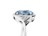 White gold Hexagonal Halo Fancy Blue Oval Cut Diamond Solitaire with Pavé Band and Four-Prong Setting_20