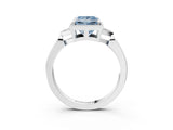 White gold Hexagonal Halo Fancy Blue Princess Cut Diamond Solitaire with Pavé Band and Four-Prong Setting_18