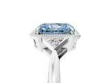 White gold Hexagonal Halo Fancy Blue Radiant Cut Diamond Solitaire with Pavé Band and Four-Prong Setting_20