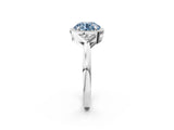 White gold Hexagonal Halo Fancy Blue Round Cut Diamond Solitaire with Pavé Band and Four-Prong Setting_17